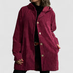 Cordia | Women's Oversized Corduroy Hooded Jacket with Buttons