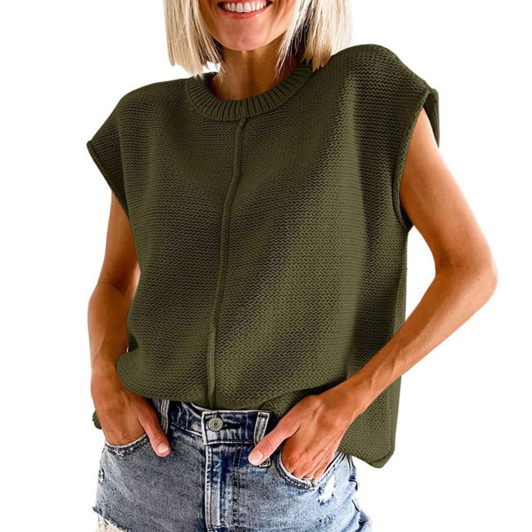 Elaine | Casual Minimalist Crewneck Sleeveless Top