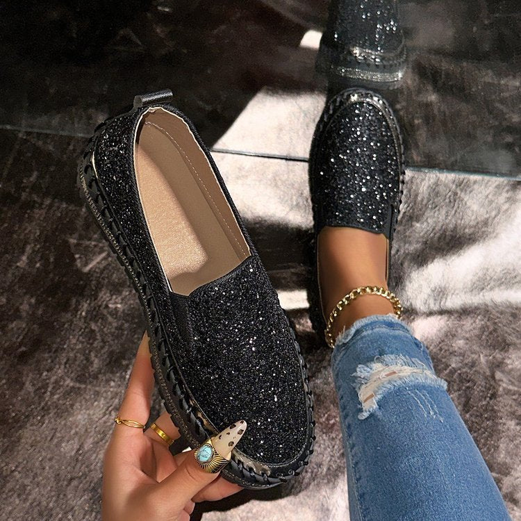 Mila | Chic Glitter Decorated Slip-On Loafers
